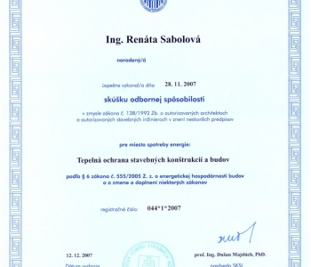 Osvedčenia na energetickú certifikáciu: